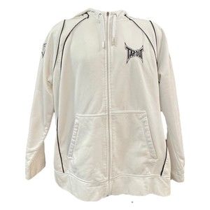 Tapout Pro Tech Hoodie Performance Zip Front White Black Trim/embroidery Large
